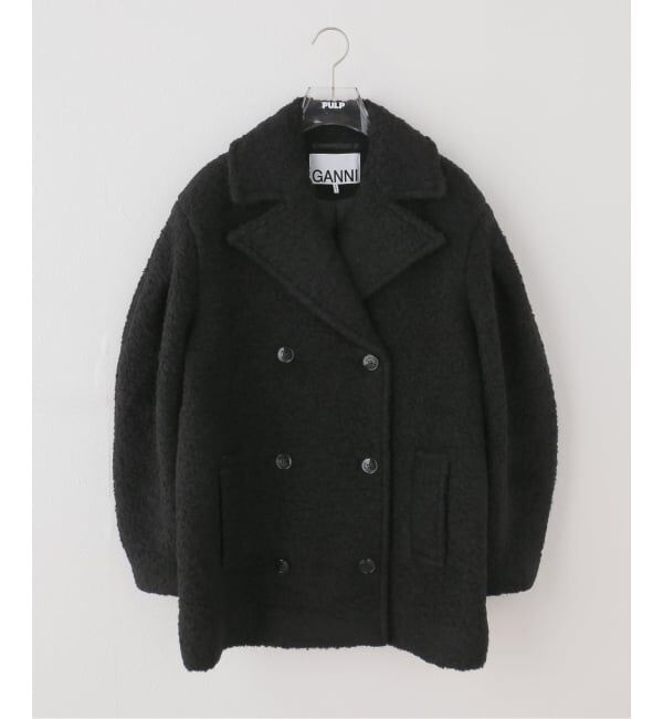 PULP「GANNI / ガニー Heavy Boucle Midi Coat」|ピーコート|ブラック