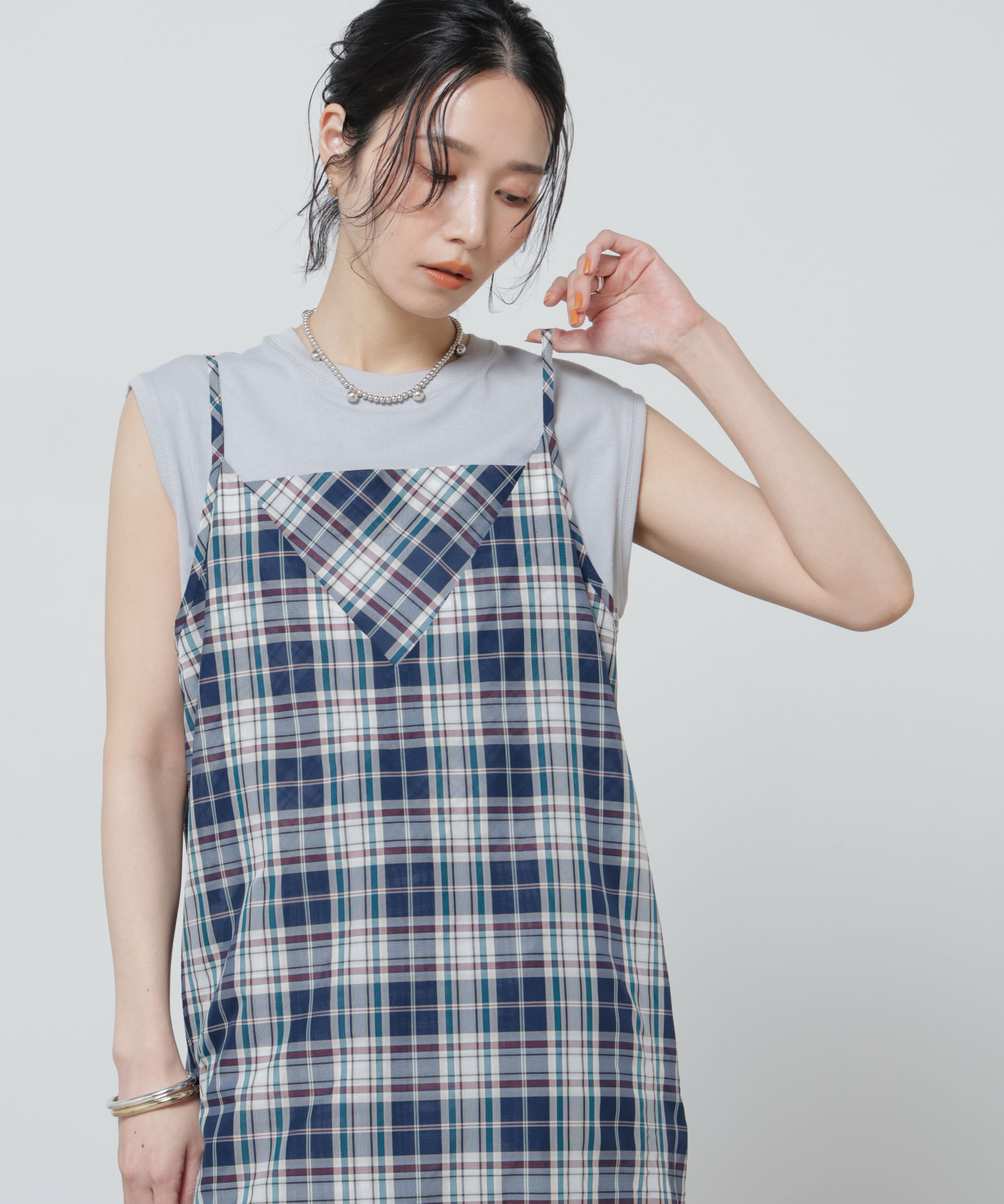 NANO universe「Anti Soaked(R) 汗染み防止カラフルノースリTシャツ」|Tシャツ・カットソー|ブルーグレー5