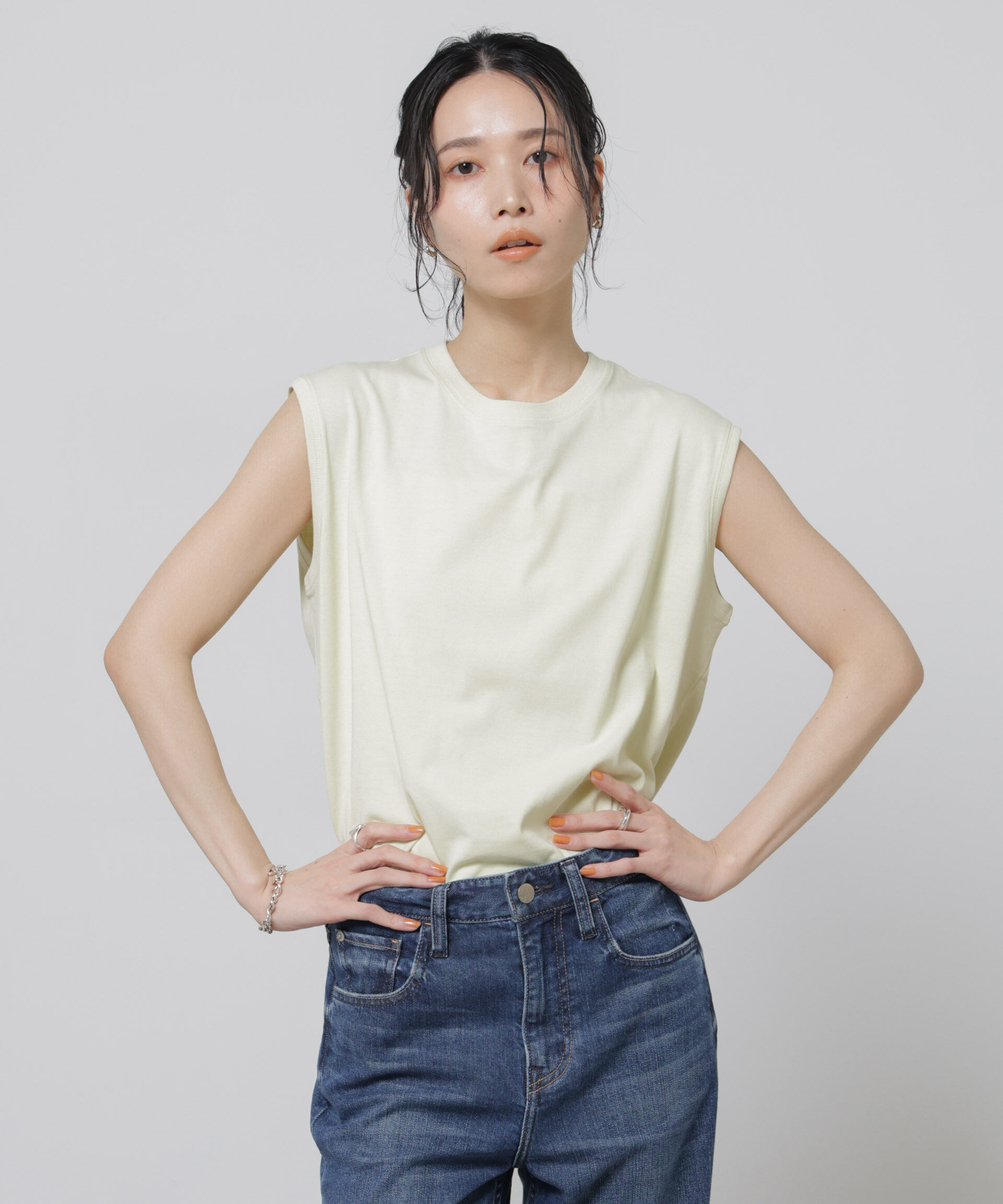 NANO universe「Anti Soaked(R) 汗染み防止カラフルノースリTシャツ」|Tシャツ・カットソー|