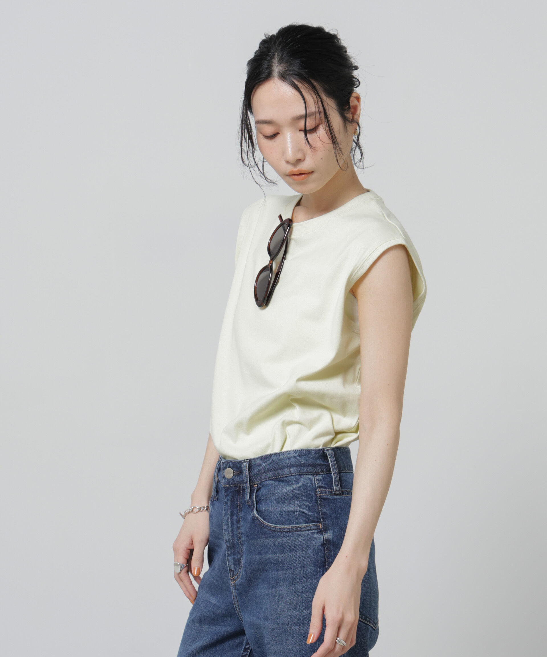 NANO universe「Anti Soaked(R) 汗染み防止カラフルノースリTシャツ」|Tシャツ・カットソー|