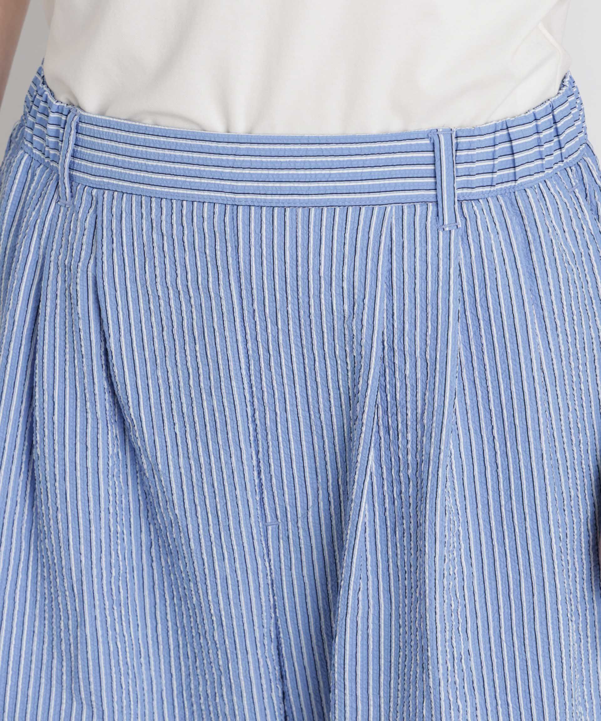 NANO universe「THOUSAND MILE/SEERSUCKER STRIPE WIDE PANTS(セットアップ可)」|チノ|