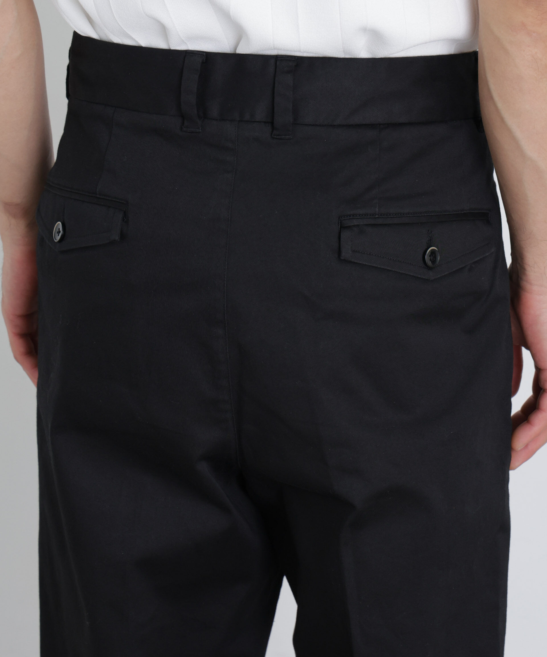 NANO universe「NewOnTrousers ウォッシュサテンWide テーパー」|チノ|