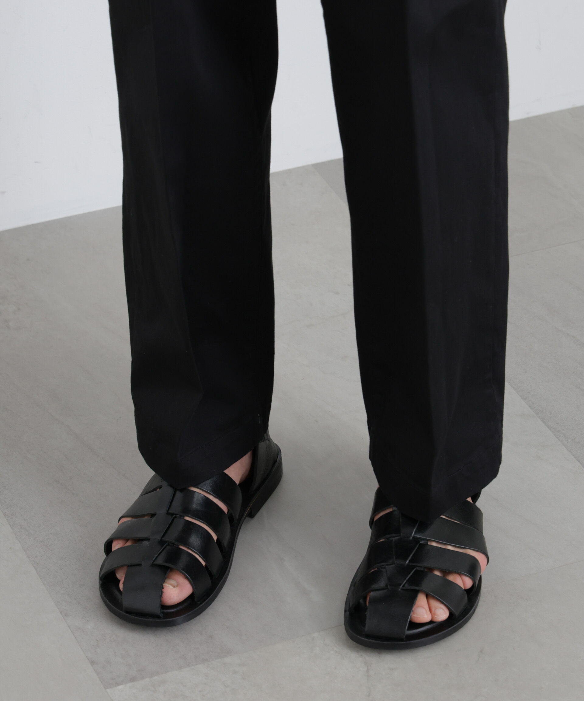 NANO universe「NewOnTrousers ウォッシュサテンWide テーパー」|チノ|