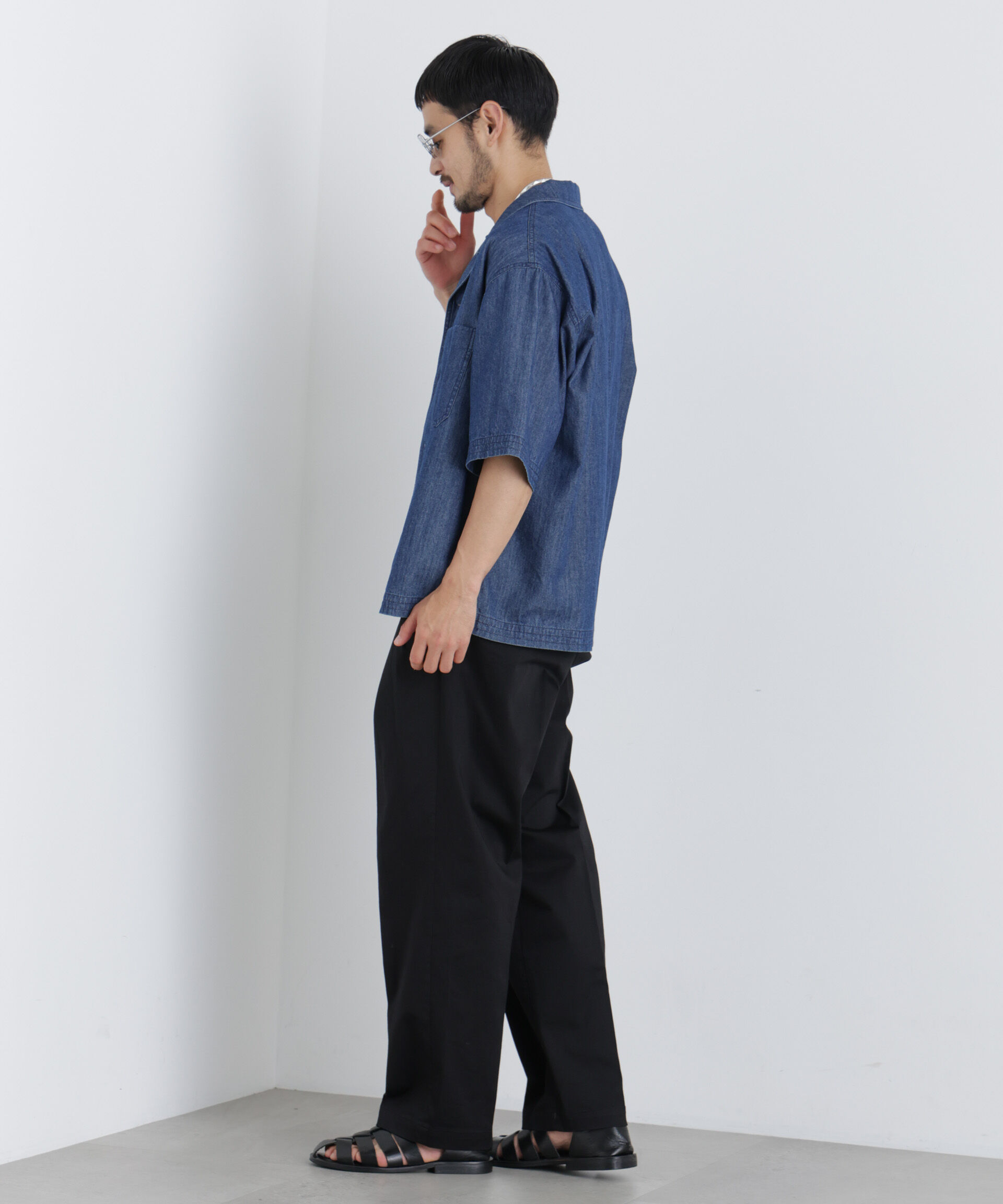 NANO universe「NewOnTrousers ウォッシュサテンWide テーパー」|チノ|