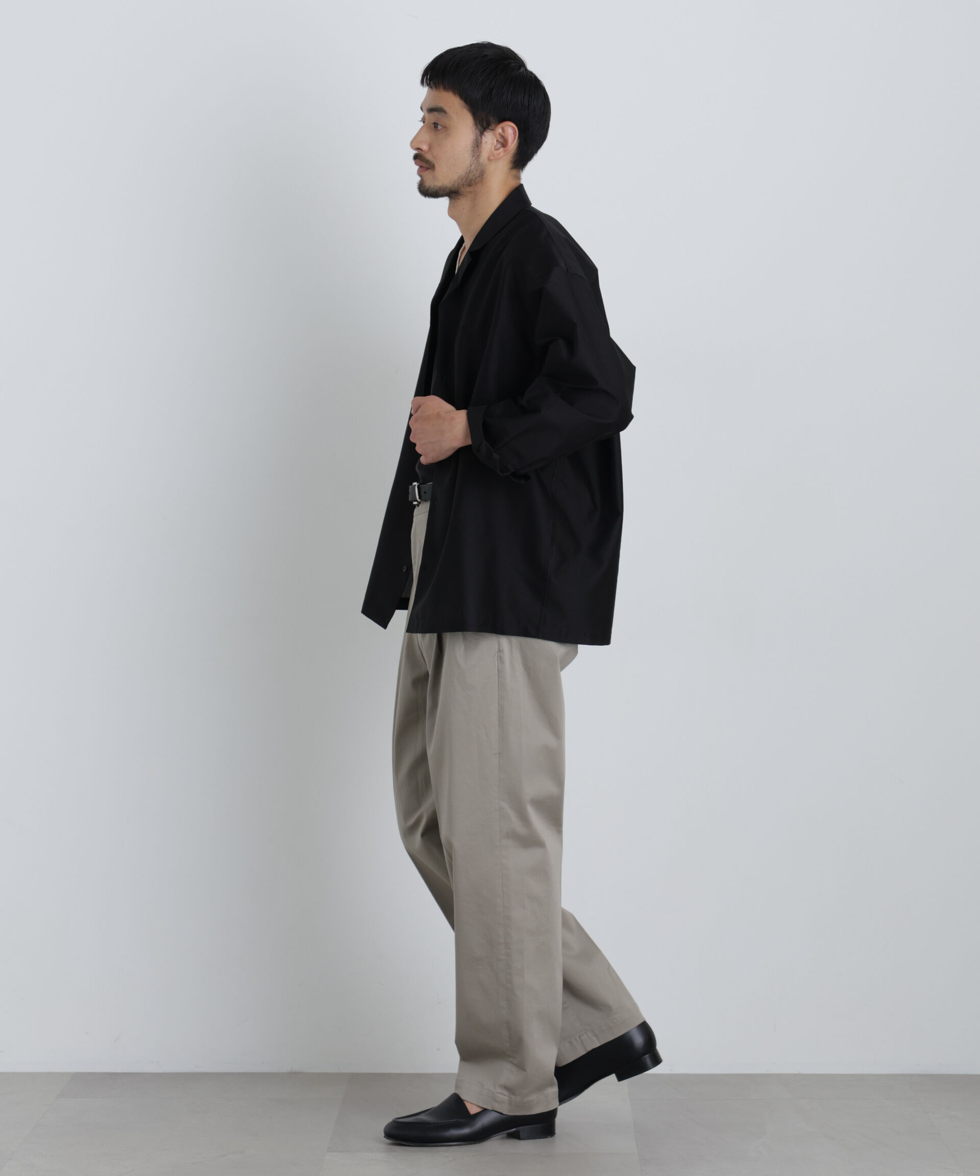 NANO universe「NewOnTrousers ウォッシュサテンWide テーパー」|チノ|