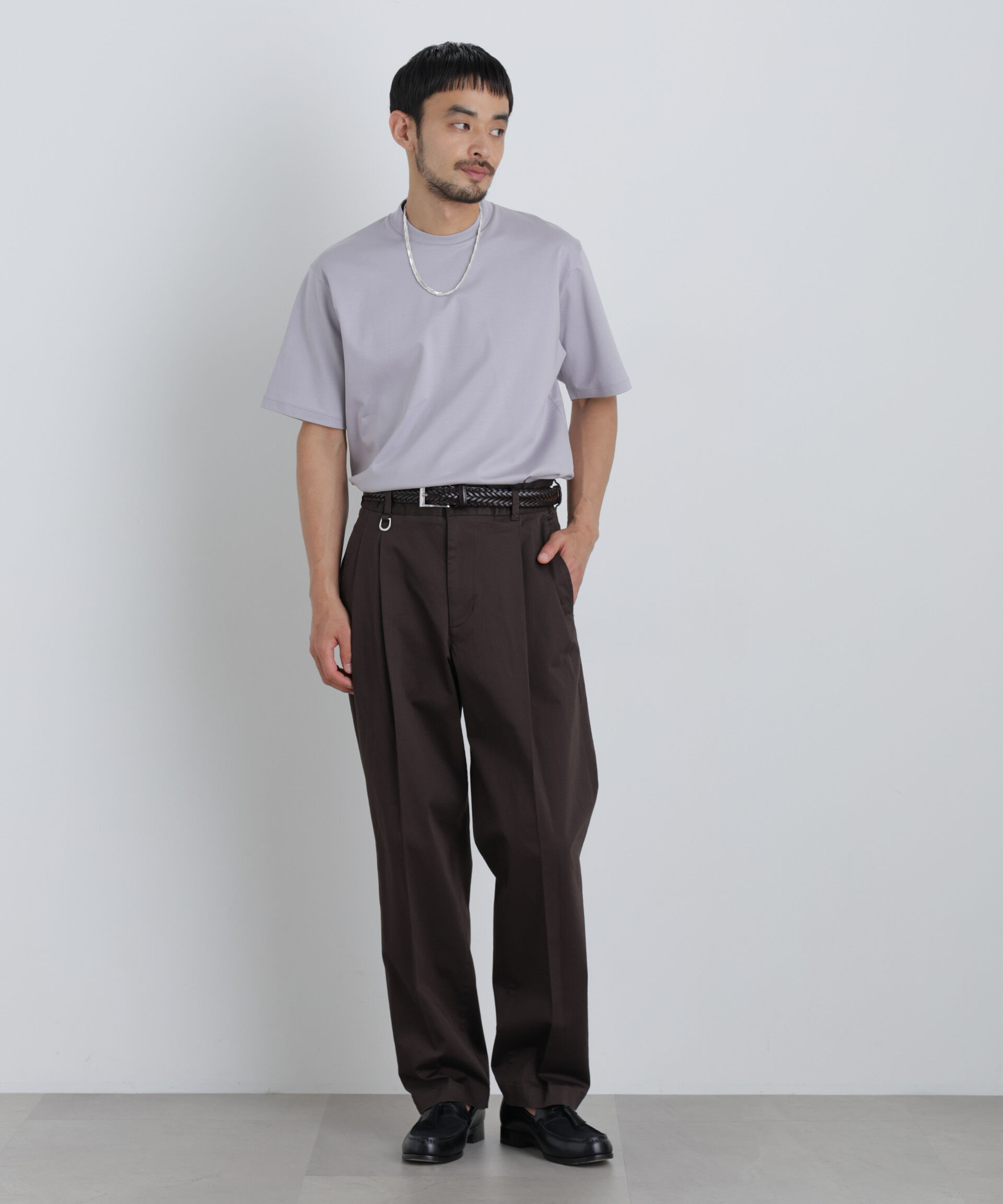 NANO universe「NewOnTrousers ウォッシュサテンWide テーパー」|チノ|