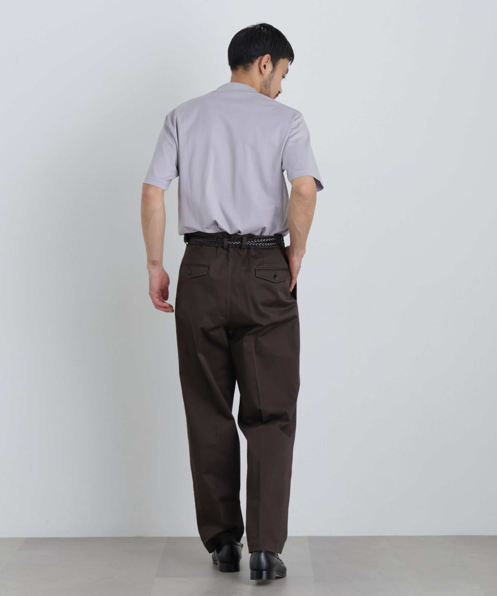 NANO universe「NewOnTrousers ウォッシュサテンWide テーパー」|チノ|