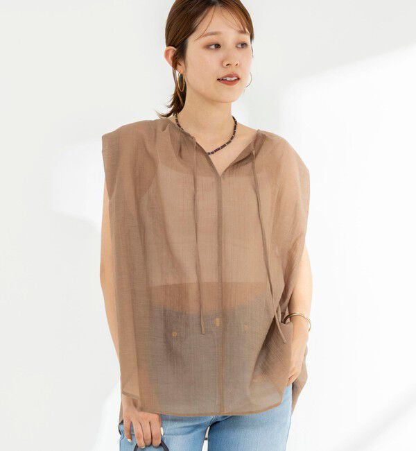 NOLLEY'S「【WEB限定】ウォッシャブルライトカールマイヤーノースリーブオーバーブラウス」|シャツ・ブラウス|