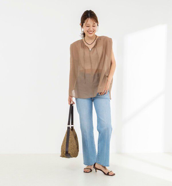NOLLEY'S「【WEB限定】ウォッシャブルライトカールマイヤーノースリーブオーバーブラウス」|シャツ・ブラウス|
