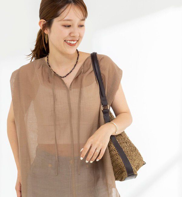 NOLLEY'S「【WEB限定】ウォッシャブルライトカールマイヤーノースリーブオーバーブラウス」|シャツ・ブラウス|