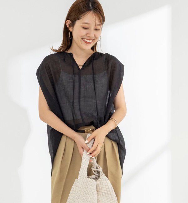 NOLLEY'S「【WEB限定】ウォッシャブルライトカールマイヤーノースリーブオーバーブラウス」|シャツ・ブラウス|