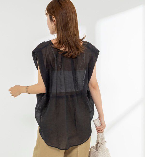NOLLEY'S「【WEB限定】ウォッシャブルライトカールマイヤーノースリーブオーバーブラウス」|シャツ・ブラウス|