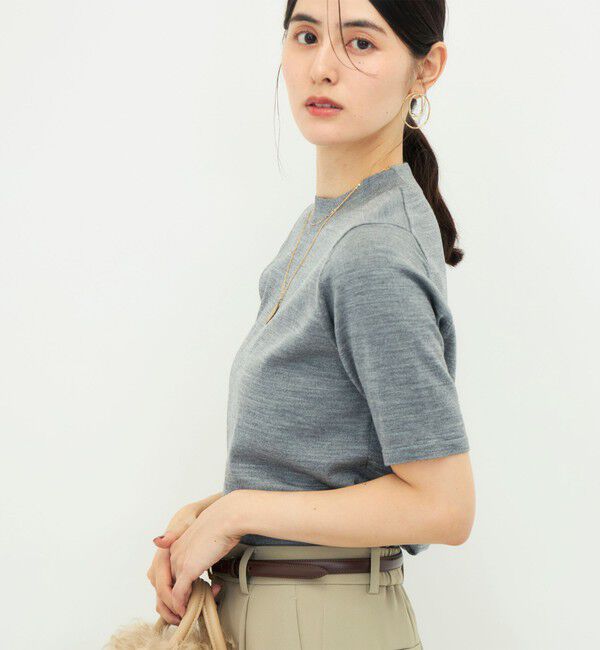 NOLLEY'S sophi「《抗ピンリング/アンサンブル対応/手洗い可能》ウール100ハイネック5分袖プルオーバー」|ニット・セーター|