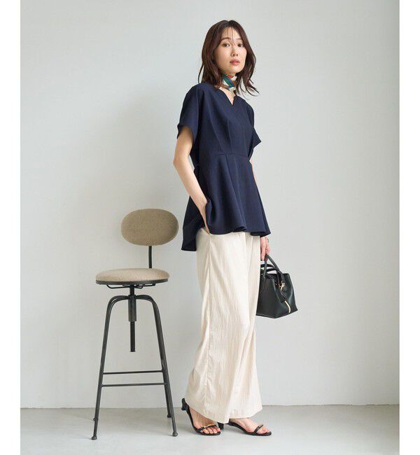 Rope&rsquo;Picnic「【ベストヒット】ハートネックペプラムブラウス/接触冷感」|シャツ・ブラウス|
