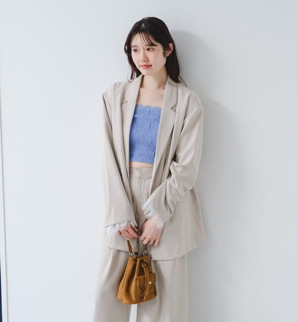  「【5色展開】カップ付きフラワージャガードキャミ」|キャミソール|