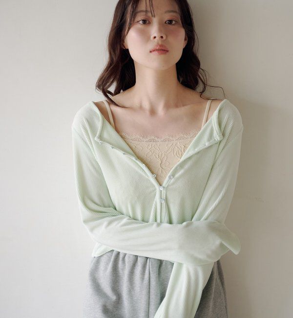  「【5色展開】カップ付きフラワージャガードキャミ」|キャミソール|