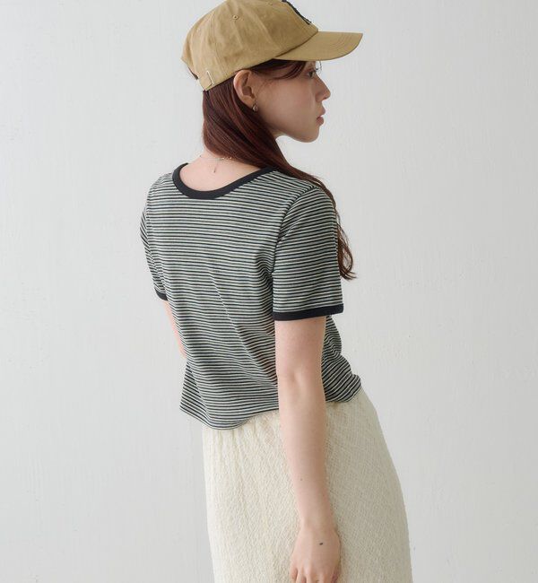  「ボーダー刺繍TEE」|Tシャツ・カットソー|