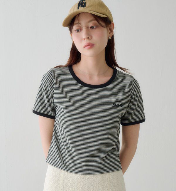  「ボーダー刺繍TEE」|Tシャツ・カットソー|
