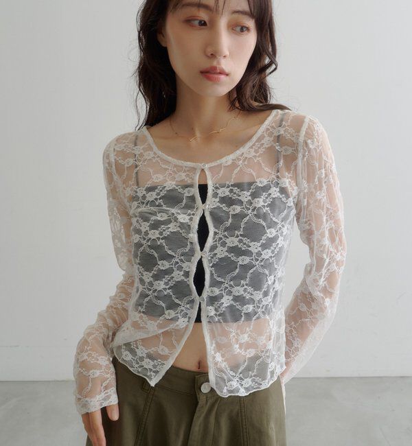  「スカラップカットレースカーディガン」|Tシャツ・カットソー|