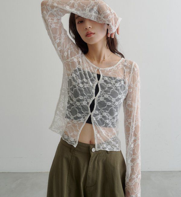  「スカラップカットレースカーディガン」|Tシャツ・カットソー|