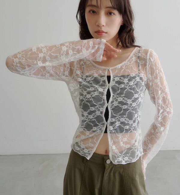  「スカラップカットレースカーディガン」|Tシャツ・カットソー|