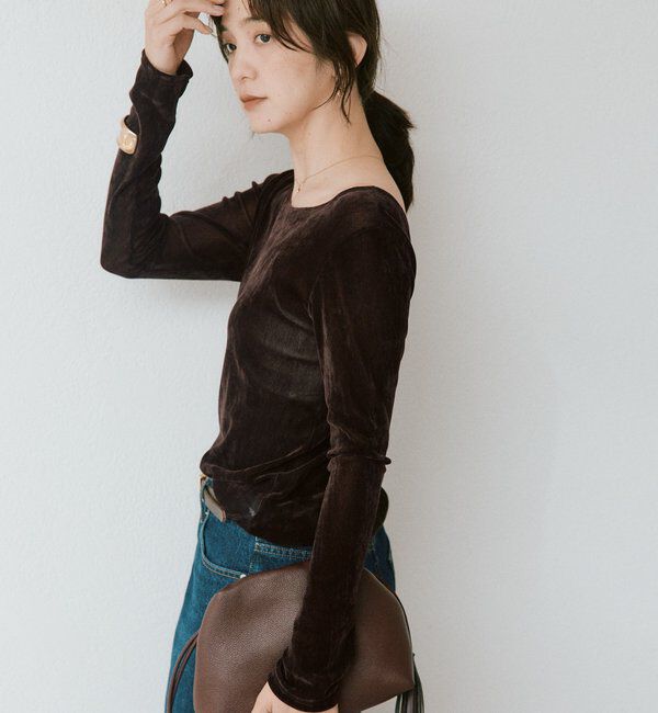  「フロッキーチュールバックオープンTee」|Tシャツ・カットソー|