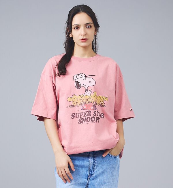 ABAHOUSE「【FRUIT OF THE LOOM / フルーツオブザルーム】スヌーピー ピー」|Tシャツ・カットソー|ピンク