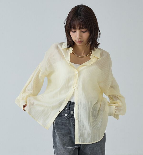 abahouse mavie「ストライプ シアーシャツ」|シャツ・ブラウス|