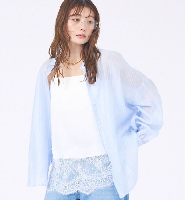 abahouse mavie「ストライプ シアーシャツ」|シャツ・ブラウス|サックスブルー