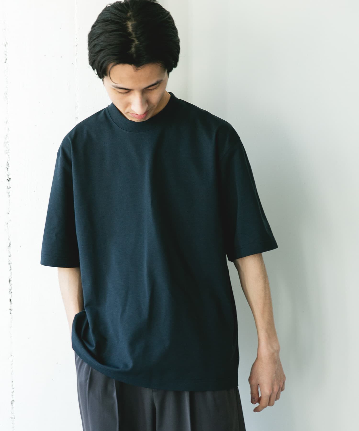 URBAN RESEARCH DOORS「『吸水速乾/防ｼﾜ/抗ﾋﾟﾘﾝｸﾞ/UVｶｯﾄ/ｲｰｼﾞｰｹｱ』DRYMIX20sﾌﾟ 」|Tシャツ・カットソー|ネイビー