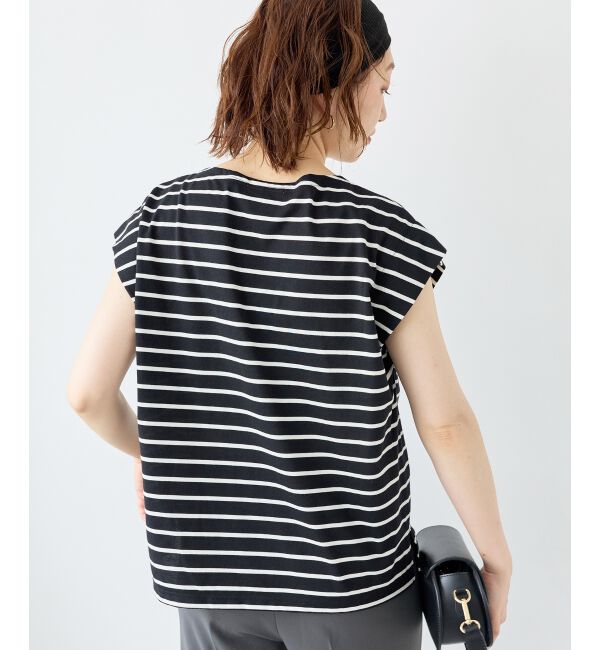  「パールネックフレンチスリーブカットソー」|Tシャツ・カットソー|