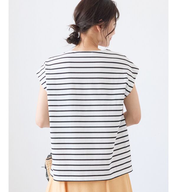  「パールネックフレンチスリーブカットソー」|Tシャツ・カットソー|
