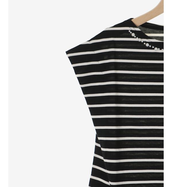  「パールネックフレンチスリーブカットソー」|Tシャツ・カットソー|