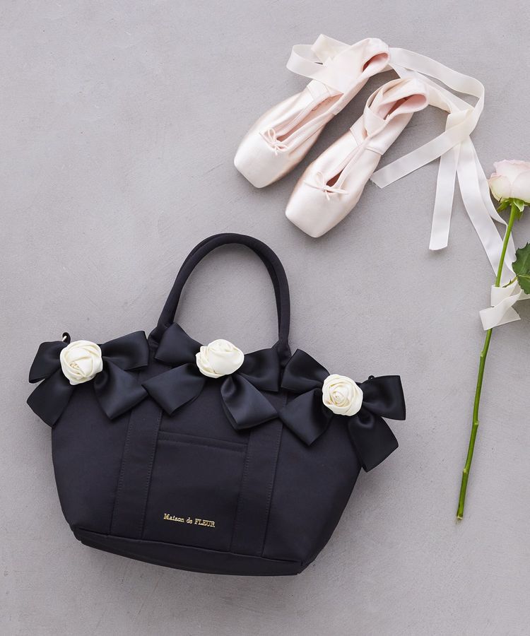 Maison de FLEUR「【WEB限定カラーあり】ローズボリュームリボン2Wayトート」|トートバッグ|