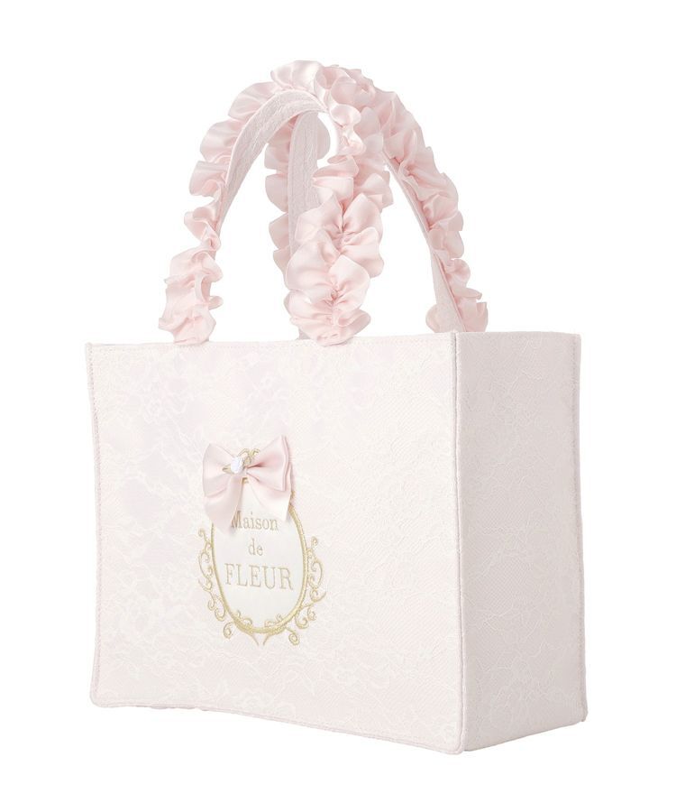 Maison de FLEUR「リボンフレームフリルハンドルトートバッグ」|トートバッグ|
