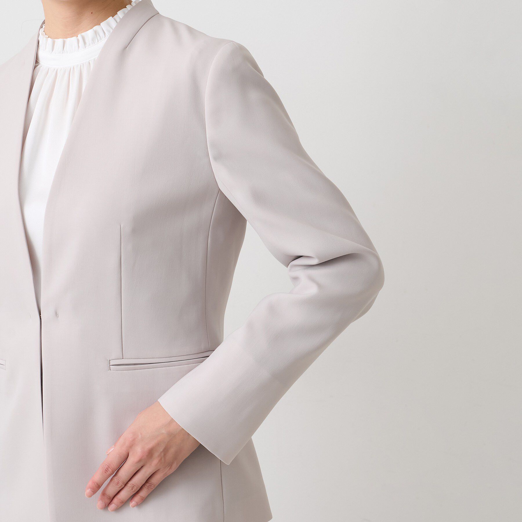 UNTITLED「【セットアップ可/UV/接触冷感】エアリーノーカラージャケット」|ノーカラージャケット|