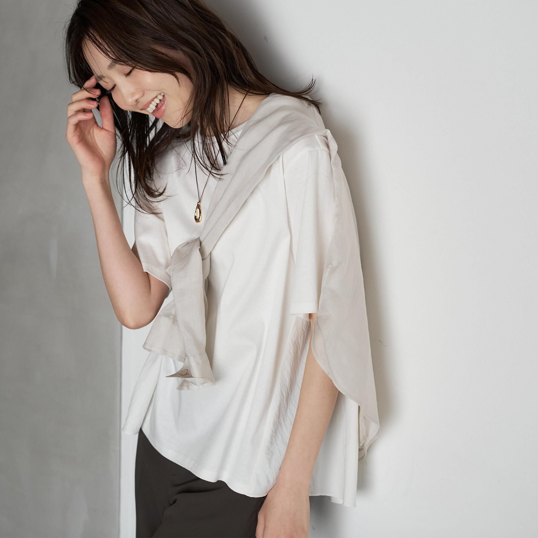 UNTITLED「【洗える/Tシャツ】異素材ドッキングプルオーバー」|Tシャツ・カットソー|