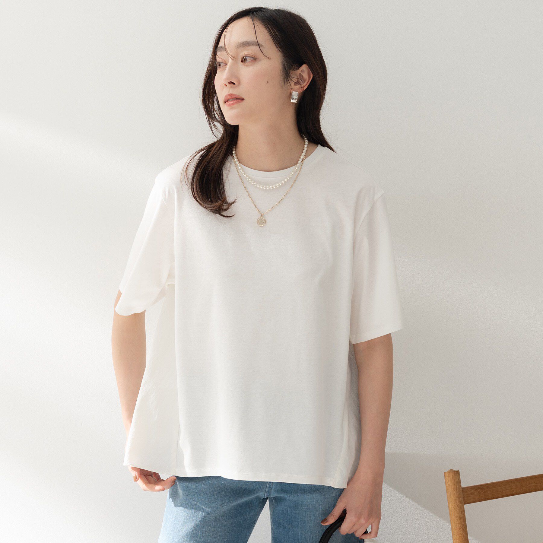 UNTITLED「【洗える/Tシャツ】異素材ドッキングプルオーバー」|Tシャツ・カットソー|