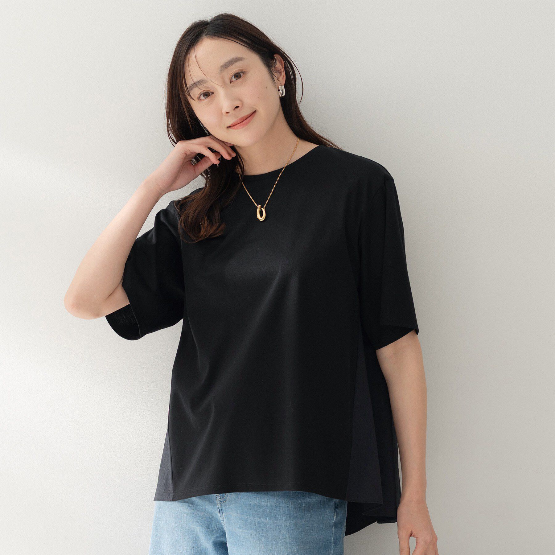 UNTITLED「【洗える/Tシャツ】異素材ドッキングプルオーバー」|Tシャツ・カットソー|