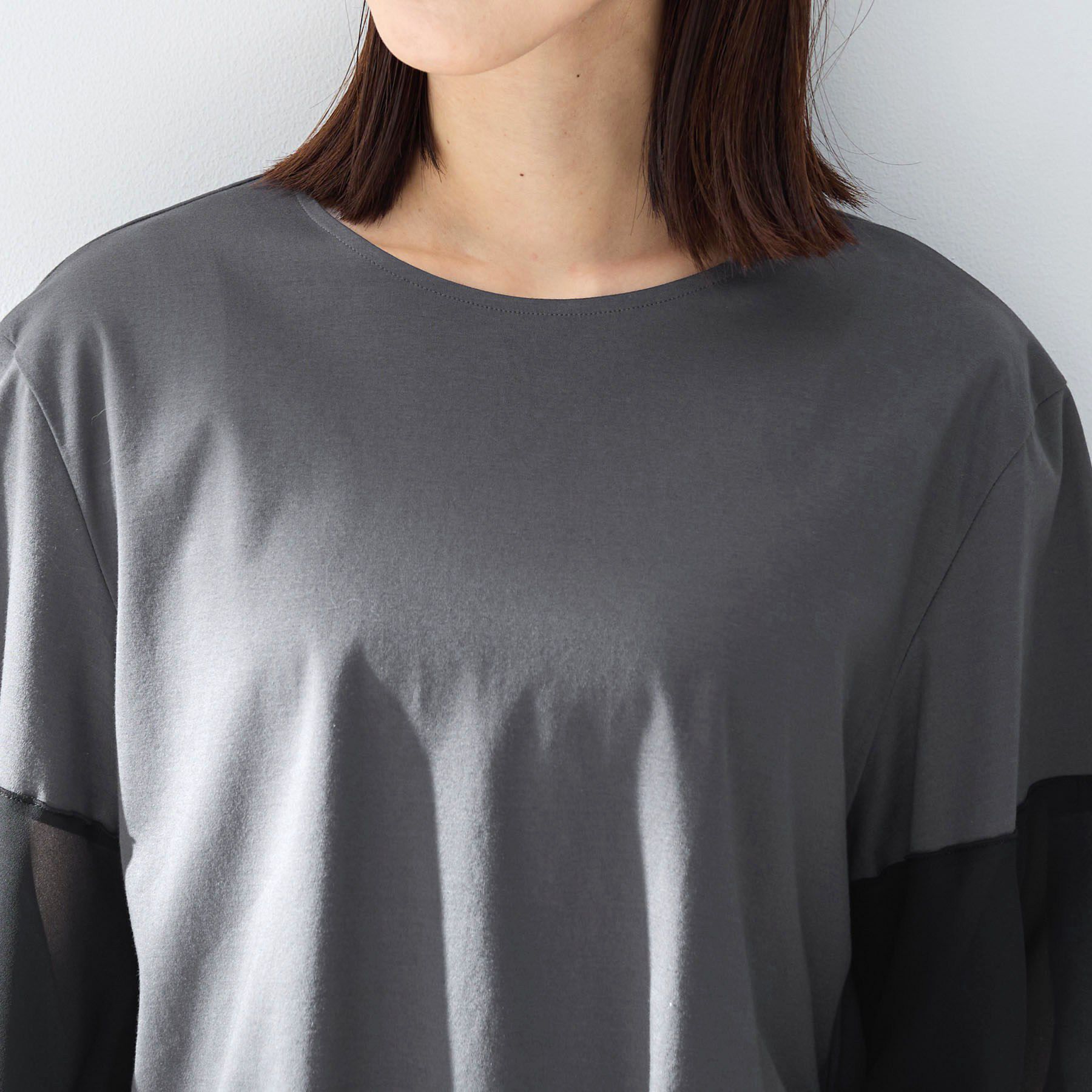 UNTITLED「【洗える/華奢見え】袖シアープルオーバー」|Tシャツ・カットソー|