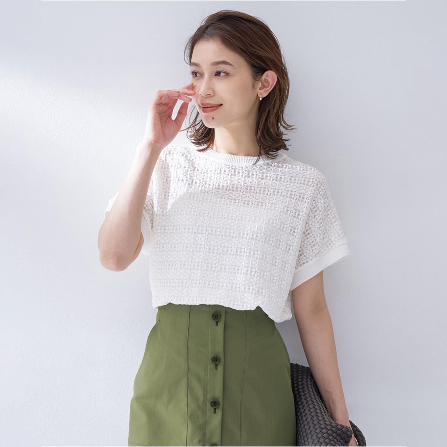 UNTITLED「【洗える／シアー】ミニヨンレースプルオーバー」|Tシャツ・カットソー|