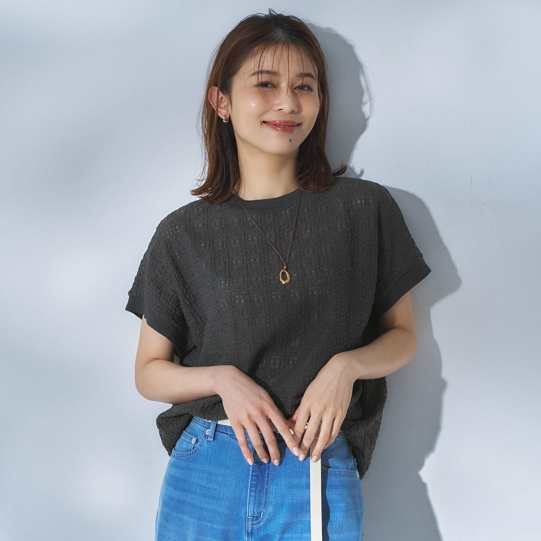 UNTITLED「【洗える／シアー】ミニヨンレースプルオーバー」|Tシャツ・カットソー|チャコールグレー(6
