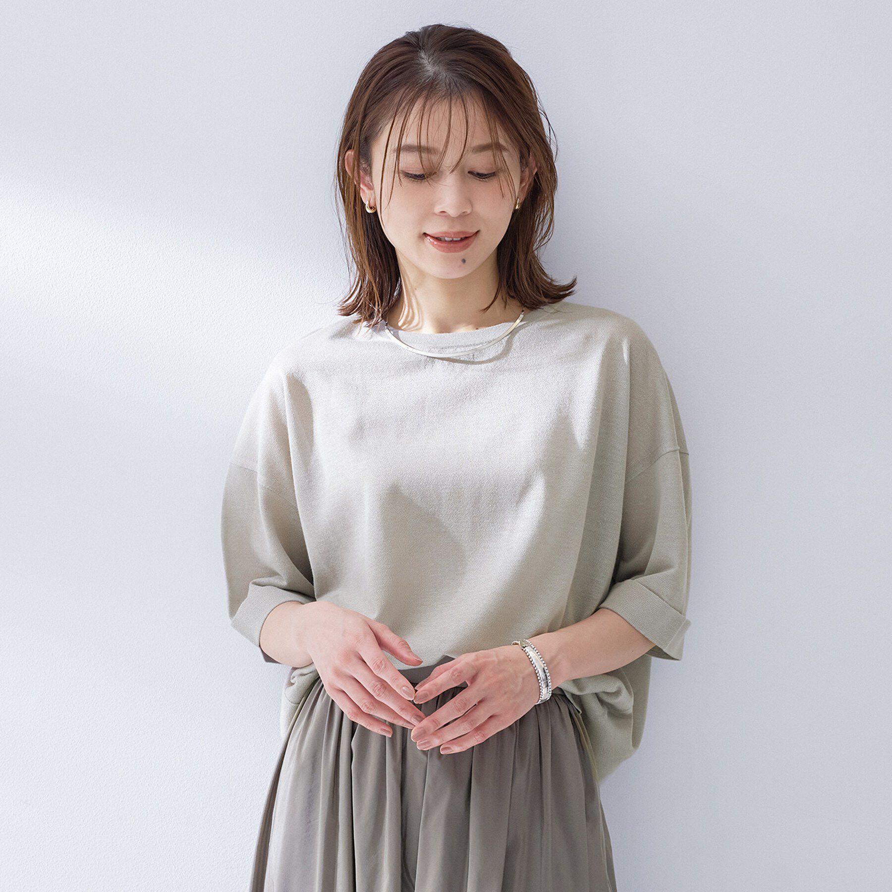 UNTITLED「【アンサンブル可/Tシャツ風/ゆったり】リラックスニットトップス」|ニット・セーター|