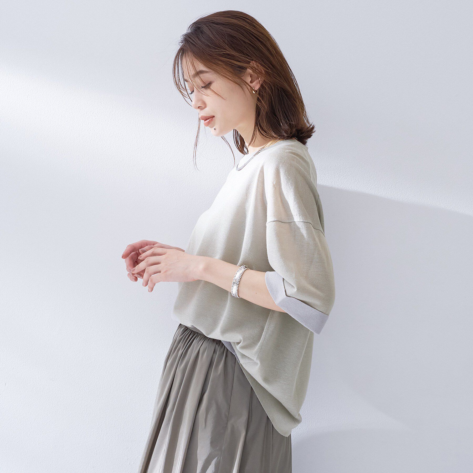 UNTITLED「【アンサンブル可/Tシャツ風/ゆったり】リラックスニットトップス」|ニット・セーター|