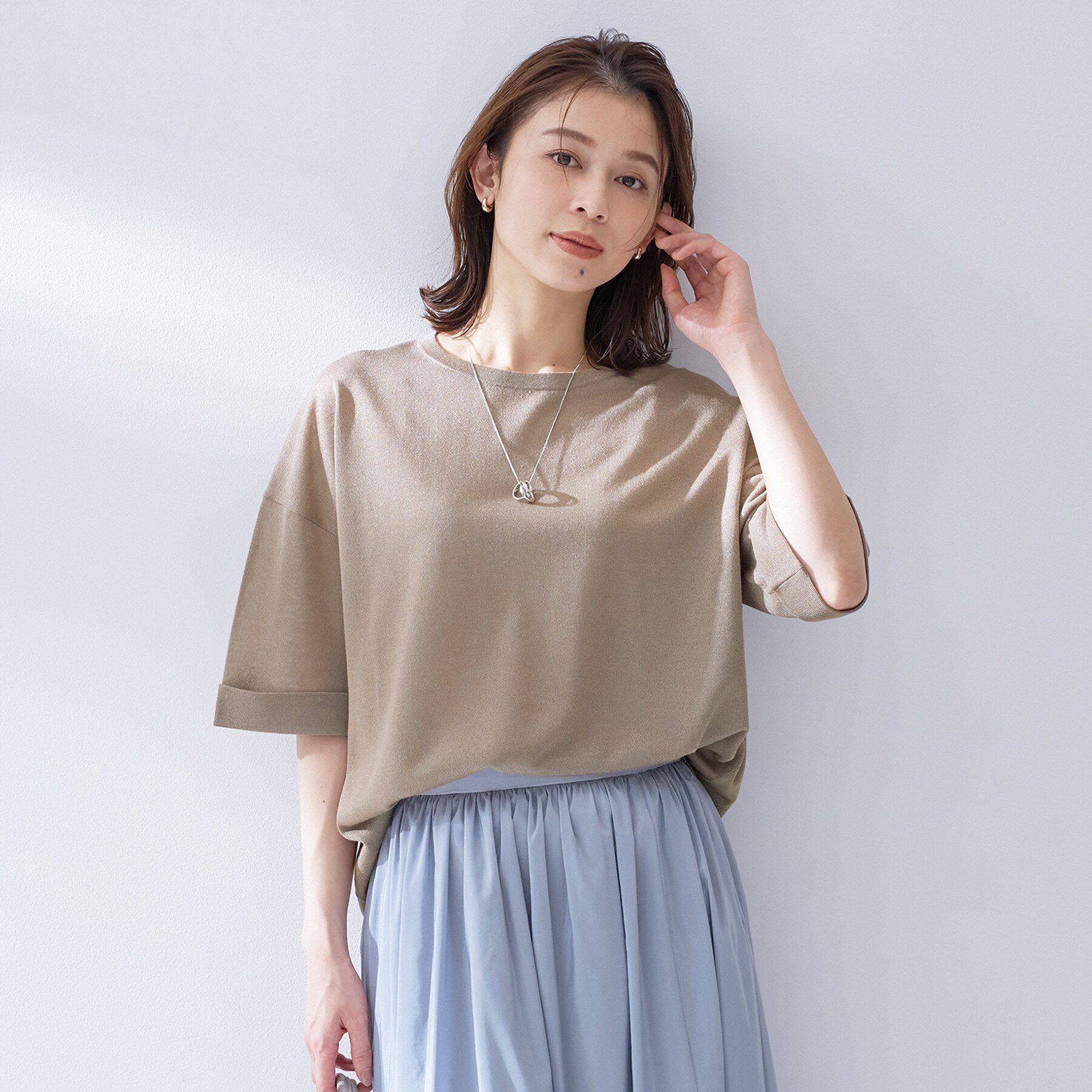 UNTITLED「【アンサンブル可/Tシャツ風/ゆったり】リラックスニットトップス」|ニット・セーター|