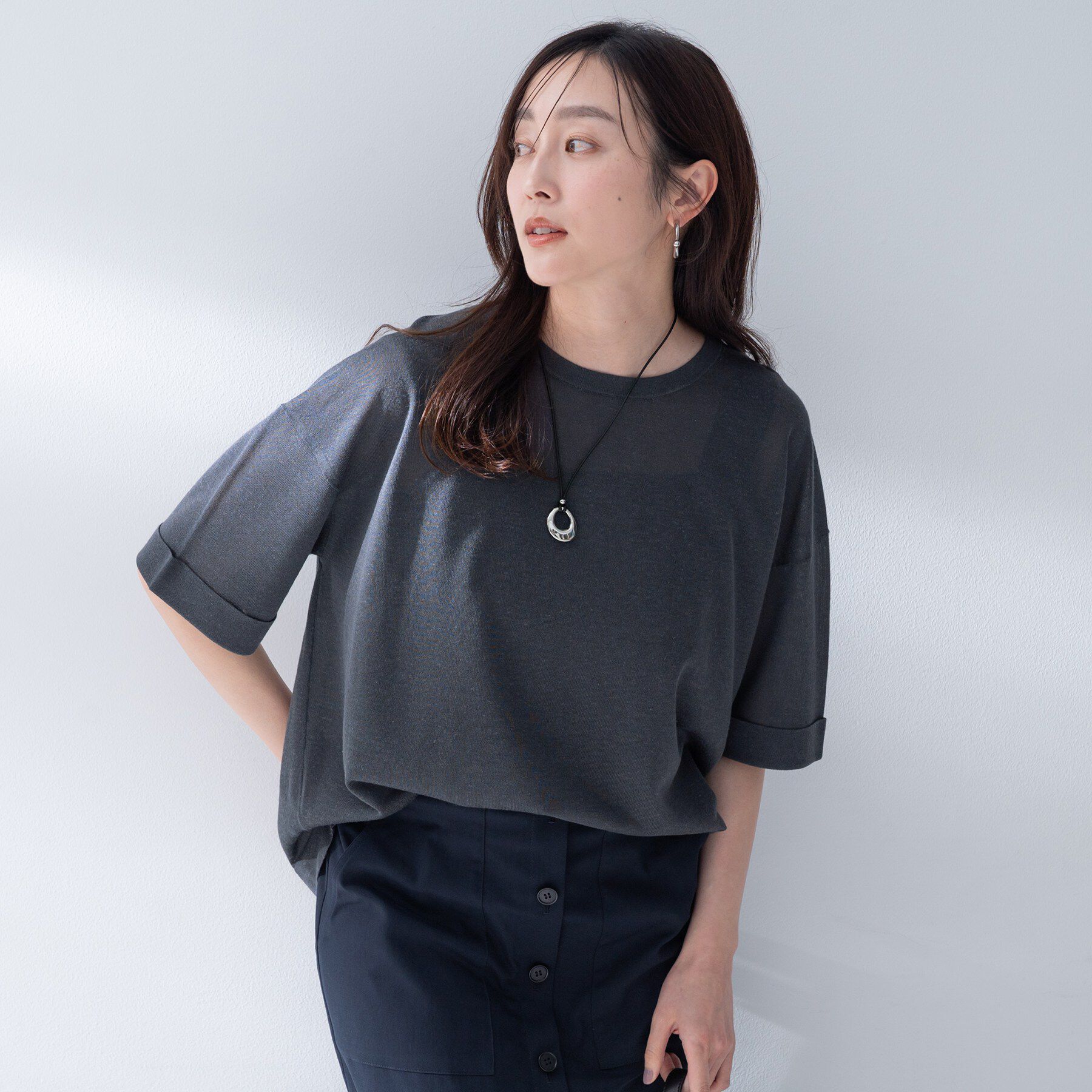 UNTITLED「【アンサンブル可/Tシャツ風/ゆったり】リラックスニットトップス」|ニット・セーター|