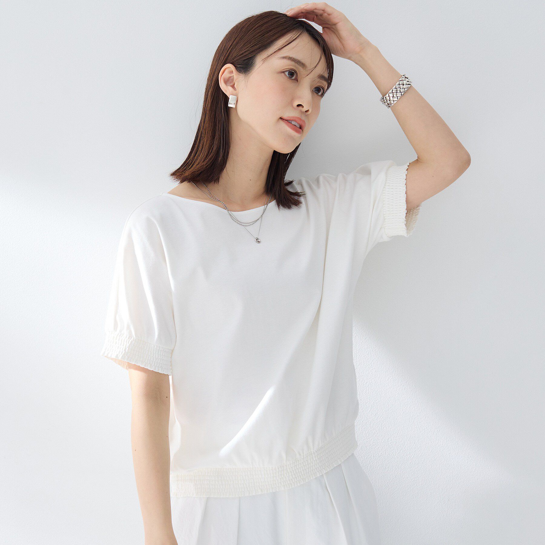 UNTITLED「【接触冷感/汗染み防止/吸水速乾/UVカット】シャーリングプルオーバー」|Tシャツ・カットソー|