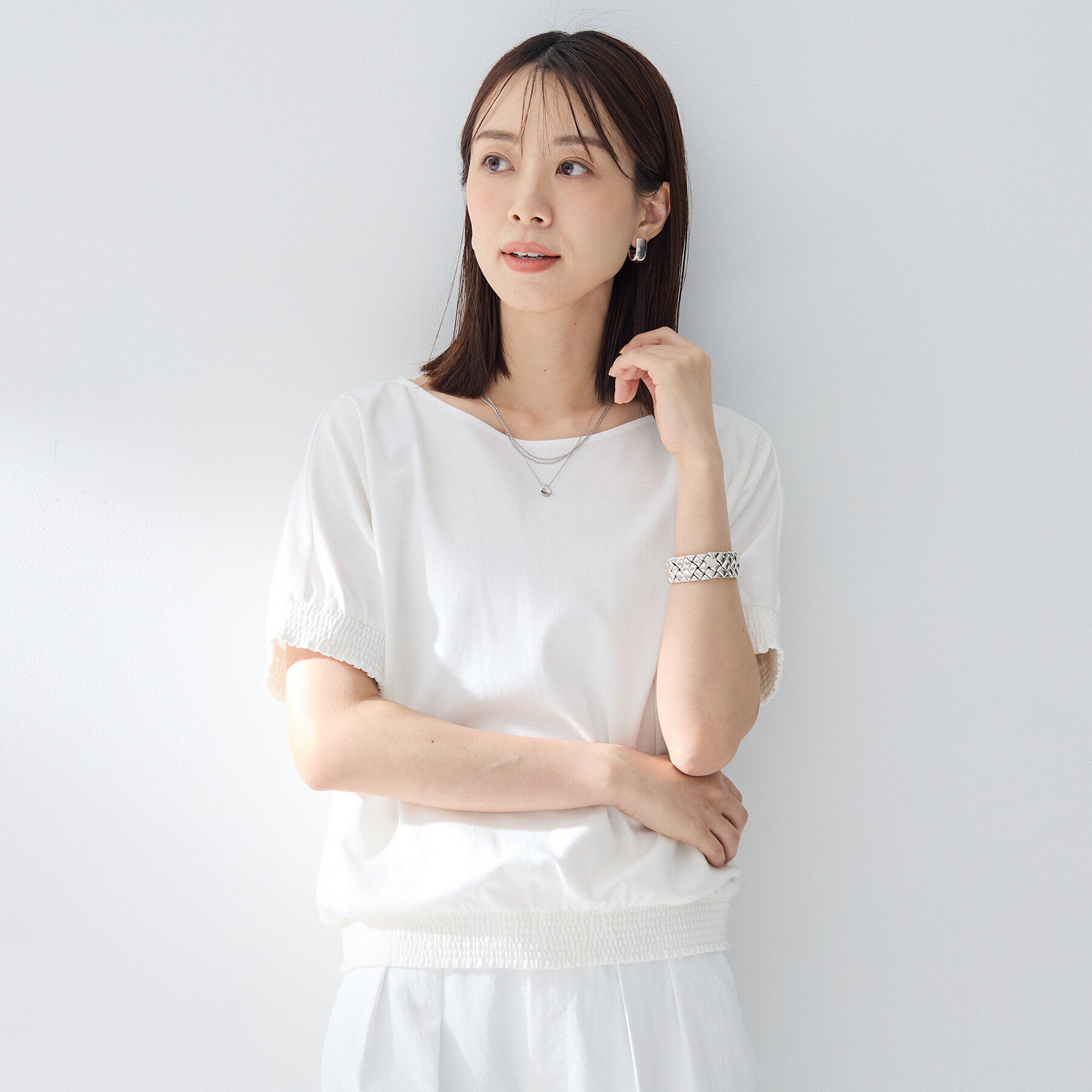 UNTITLED「【接触冷感/汗染み防止/吸水速乾/UVカット】シャーリングプルオーバー」|Tシャツ・カットソー|
