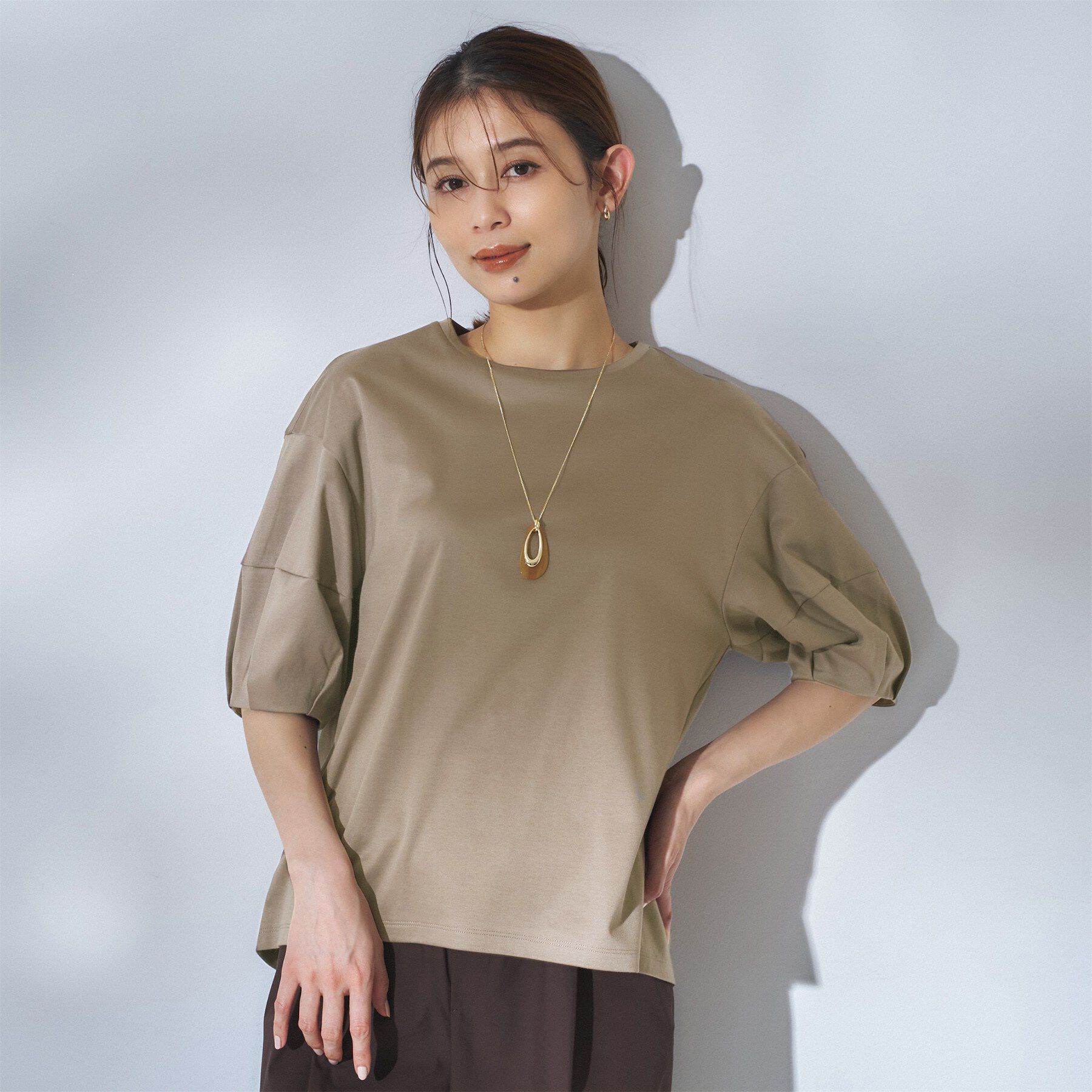 UNTITLED「【汗染み防止/接触冷感】ランタンスリーブプルオーバー」|Tシャツ・カットソー|