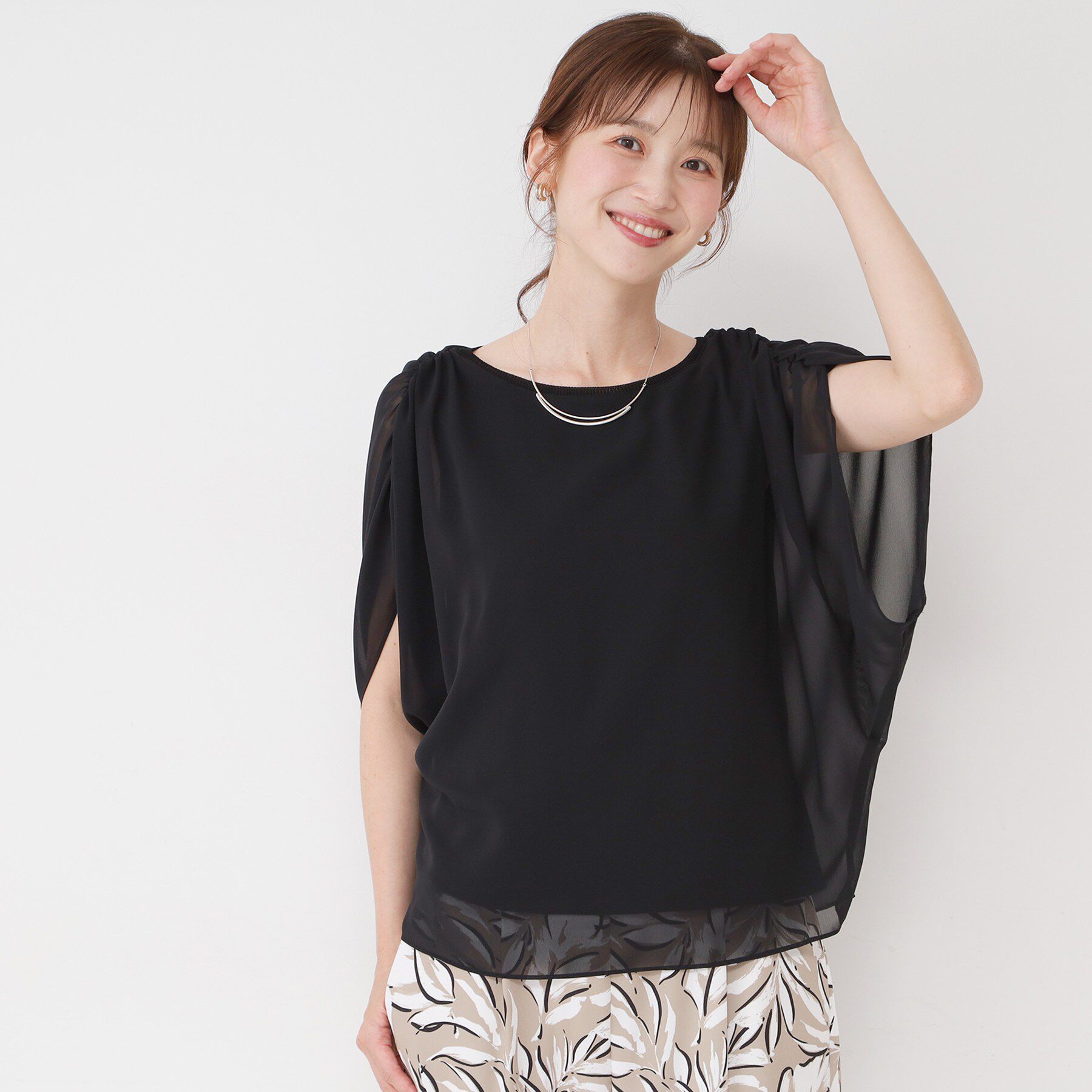 COUP DE CHANCE「【日本製/インナー付き】ギャザースリーブプルオーバー」|Tシャツ・カットソー|